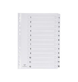 Pergamy Pergamy tabbladen met indexblad, ft A4, 11-gaatsperforatie, karton, set 1-12