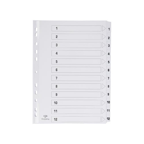 Pergamy Pergamy tabbladen met indexblad, ft A4, 11-gaatsperforatie, karton, set 1-12