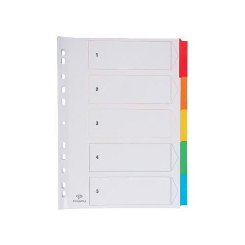 Pergamy Pergamy tabbladen indexblad, A4 geassorteerde kleuren 5 tabs