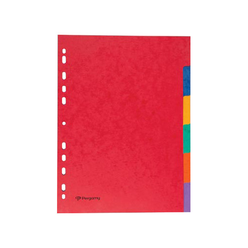Pergamy Pergamy tabbladen ft A4, 11-gaatsperforatie, stevig karton, geassorteerde kleuren, 6 tabs