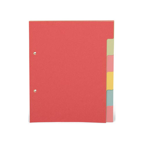 Pergamy Pergamy tabbladen ft A5, 2-gaatsperforatie, karton, geassorteerde pastelkleuren, 6 tabs