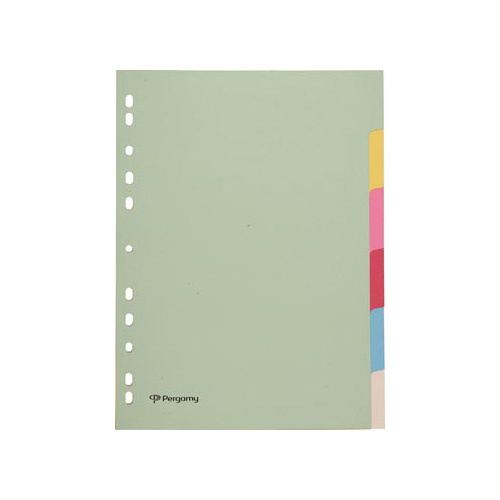 Pergamy Pergamy tabbladen A4, karton, pastelkleuren, 6 tabs