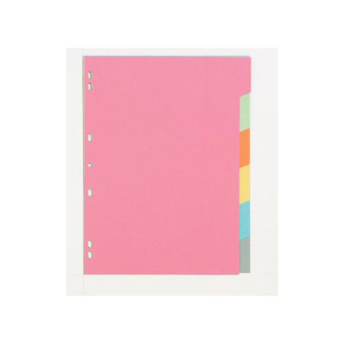 Pergamy Pergamy tabbladen ft A4, 11-gaatsperforatie, extra sterk karton, geassorteerde kleuren, 6 tabs
