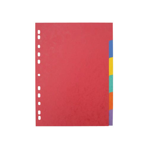 Pergamy Pergamy tabbladen ft A4 maxi, 11-gaatsperforatie, stevig karton, geassorteerde kleuren, 6 tabs