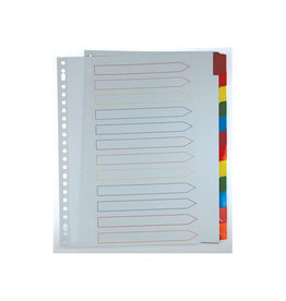 Pergamy Pergamy tabbladen met indexblad, ft A4, 11-gaatsperforatie, geassorteerde kleuren, 12 tabs