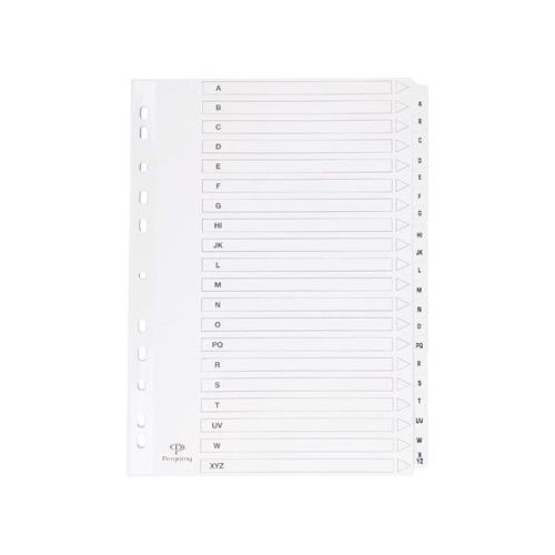 Pergamy Pergamy tabbladen met indexblad, ft A4, 11-gaatsperforatie, A-Z met 20 tabs