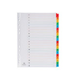 Pergamy Pergamy tabbladen met indexblad, ft A4, 11-gaatsperforatie, geassorteerde kleuren, A-Z 20 met tabs