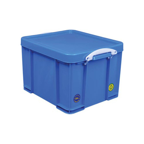 Really Useful Box Really Useful Box opbergdoos 35 liter, neonblauw met witte handvaten
