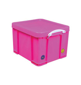 Really Useful Box Really Useful Box opbergdoos 35 liter, neonroze met witte handvaten