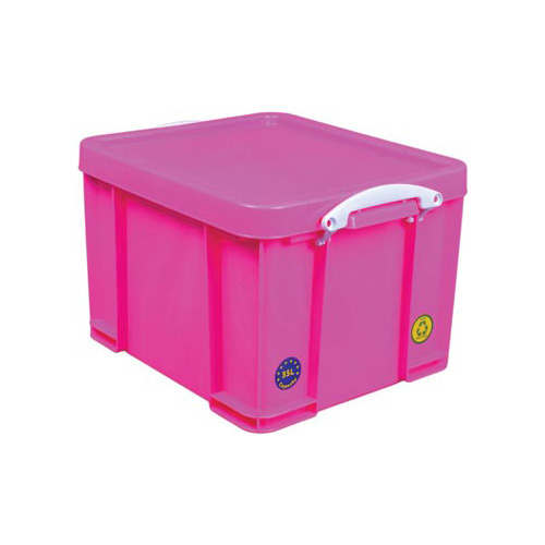 Really Useful Box Really Useful Box opbergdoos 35 liter, neonroze met witte handvaten
