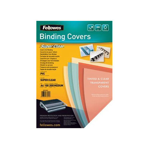 Fellowes Fellowes omslagen, ft A4, PVC, 200 micron, pak van 100 stuks, transparant