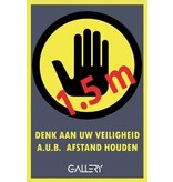 Gallery Gallery sticker, waarschuwing; houd 1,5 meter afstand,A5