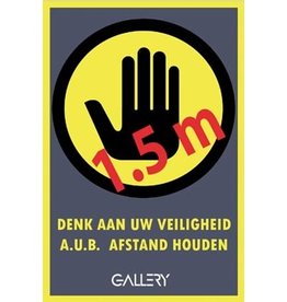 Gallery Gallery sticker, waarschuwing; houd 1,5 meter afstand, ft A5, Nederlands