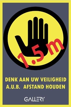 Gallery Gallery sticker, waarschuwing; houd 1,5 meter afstand,A5