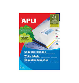 Apli Apli witte etiketten ft 105 x 37 mm (b x h), 1.600 stuks, 16 per blad (1274)