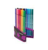 Stabilo STABILO Pen 68, ColorParade, lila-grijze doos, 20 stuks in geassorteerde kleuren