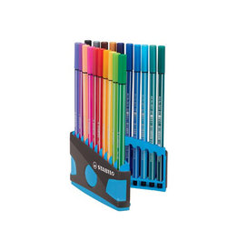 Stabilo STABILO Pen 68 brush, ColorParade, blauw-grijze doos, 20 st