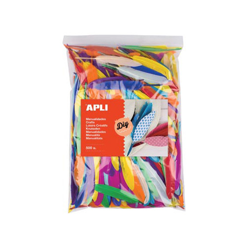 Apli Apli pluimen, zakje met 500 stuks in geassorteerde kleuren