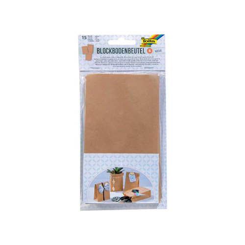 Folia Folia papieren zak, 100 x 55 x 175 mm, pak van 15 stuks, kraft