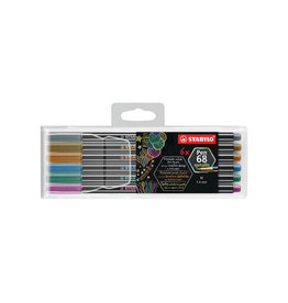 Stabilo STABILO Pen 68 metallic viltstift, 6 kleuren, etui van 6 stuks