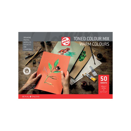 Talens Talens gekleurd tekenpapier, 180 g, ft 21 x 29,7 cm, A4, geassorteerde warme kleuren, blok van 50 vel