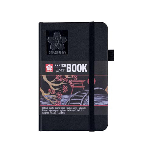 Sakura Sakura schetsboek, 140 g/m², ft 9 x 14 cm, zwart, 80 vel