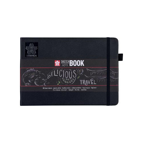 Sakura Sakura schetsboek, 80 vel, 140 g/m², ft A5, zwart papier