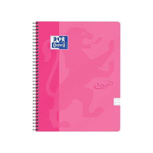 Oxford Oxford School Touch spiraalblok, ft A4, 140 bladzijden, geruit 5 mm,  roze