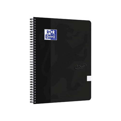 Oxford Oxford School Touch spiraalblok, ft A4, 140 bladzijden, geruit 5 mm, zwart