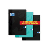 Oxford Oxford School schrift, ft A4, 72 bladzijden, geruit 10 mm, pak van 3 stuks, geassorteerde kleuren