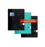 Oxford Oxford School schrift, ft A5, 72 bladzijden, kantlijn, gelijnd, pak van 3 stuks, geassorteerde kleuren