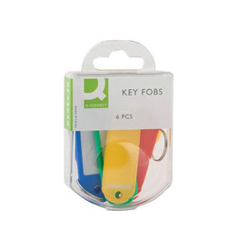 Q-CONNECT Q-CONNECT sleutelhanger, pak van 6 stuks, geassorteerde kleuren
