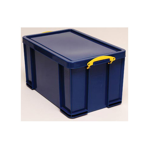 Really Useful Box Really Useful Box opbergdoos 84 liter, donkerblauw met gele handvaten