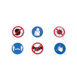 Merkloos Veiligheidssticker, 6 pictogrammen met omgangsregels, ft 100 x 50 cm