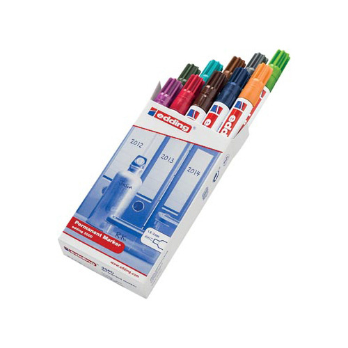 Edding Edding permanent marker 3000, doos met 10 stuks in geassorteerde kleuren