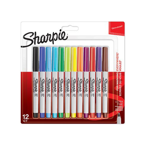 Sharpie Sharpie permanente marker, extra fijn, blister van 12 stuks in geassorteerde kleuren