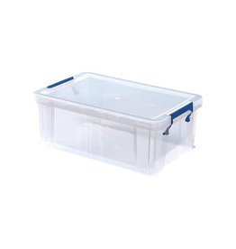 Bankers Box Bankers Box opbergdoos 10 liter, transparant met blauwe handvaten, set van 4 stuks verpakt in carton