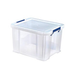 Bankers Box Bankers Box opbergdoos 36 liter, transparant met blauwe handvaten, set van 3 stuks verpakt in karton