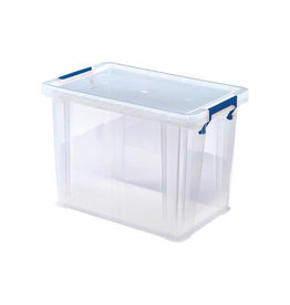 Bankers Box Bankers Box opbergdoos 18,5 liter, transparant met blauwe handvaten, per stuk verpakt in karton