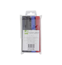 Q-CONNECT Q-CONNECT permanente marker, 2-3 mm, ronde punt, geassorteerde kleuren, etui van 4 stuks