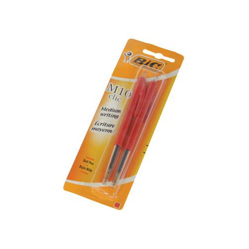 Bic Bic balpen M10 Clic op blister, medium punt, rood [20st]