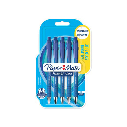 Paper Mate Paper Mate balpen Flexgrip Ultra RT medium, 5 stuks, blauw