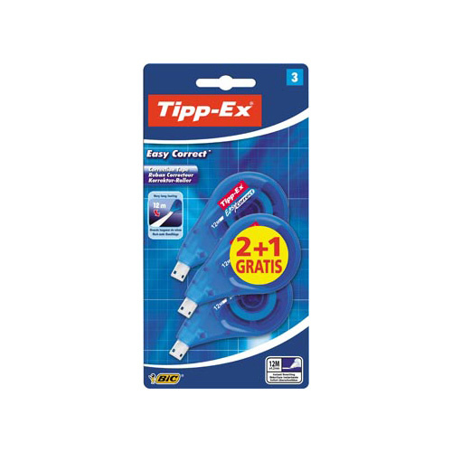 Tipp-ex Tipp-Ex correctieroller Easy Correct, blister van 3 stuks (2 + 1 gratis)