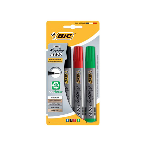 Bic Bic permanent marker 2000, doos met 4 stuks in geassorteerde kleuren