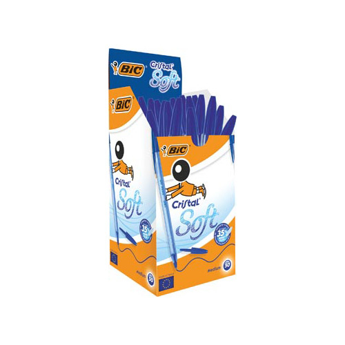 Bic Bic balpen Cristal Soft, medium punt, pak van 50 stuks, blauw