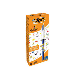 Bic Bic Colours Messages 4-kleurenbalpen, medium, klassieke inktkleuren, doos van 12 stuks