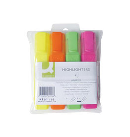 Q-CONNECT Q-CONNECT markeerstift, geassorteerde kleuren, etui van 4 stuks