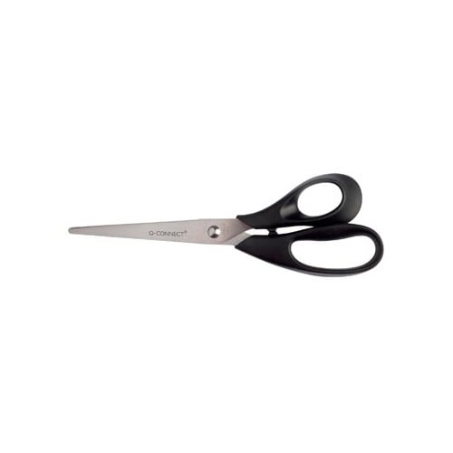 Q-CONNECT Q-CONNECT schaar, ft 21 cm, rechts, ronde punt, RVS, zwart, blister van 1 stuk