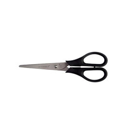 Q-CONNECT Q-CONNECT schaar, ft 18 cm, rechts en links, ronde punt, RVS, zwart, blister van 1 stuk