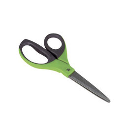Q-CONNECT Q-CONNECT schaar Premium, ft 21 cm, rechts en links, scherpe punt, RVS, grijs/groen, blister van 1 stuk
